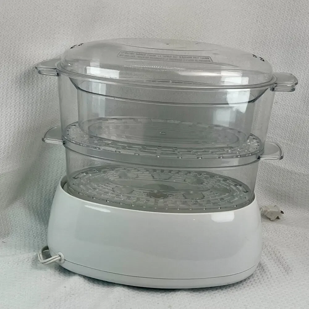 Oster 2 Tier Food Steamer Rice Cooker Electric Vegetable Fish Cooker White